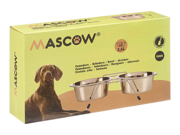 MASCOW Set 2 Comederos Acero Inoxidable para Mascota 2600ml Antideslizante 52x29x12cm (Set de 6) MASCOW Set 2 Comederos Acero Inoxidable para Mascota 2600ml Antideslizante 52x29x12cm (Set de 6)