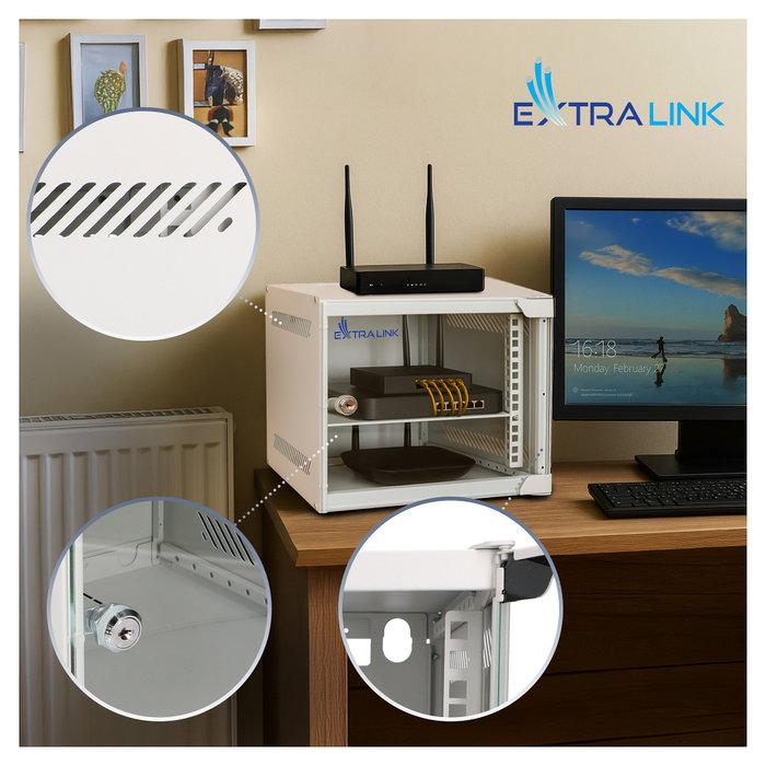 Extralink LITE 6U 10$ Armario Rack de Pared Gris