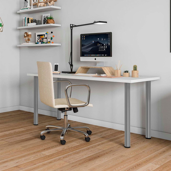 Rei Pata Cilíndrica de Mesa Modelo 4406, Acero Color Aluminio, Ø60 x 710 mm, 4 Unidades