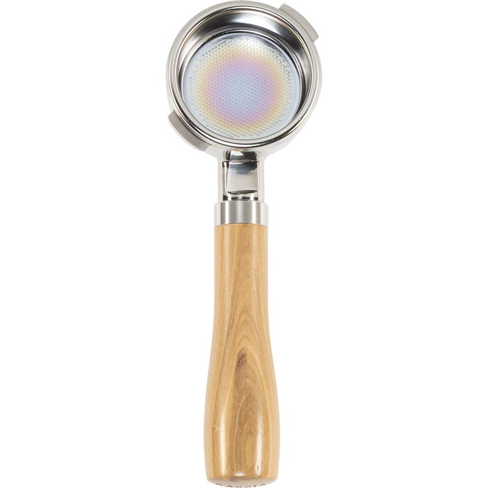 Gaggia Portafiltro sin fondo de acero inoxidable con mango de madera de fresno Gaggia Portafiltro sin fondo de acero inoxidable con mango de madera de fresno