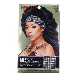 Red Kiss Diamond Bling Bonnet Braid Bk Zebra Gorro con diamantes brillantes