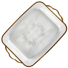 Home Deco Factory Mirage Bandeja de Plástico Rectangular con Ribete Dorado 41 cm