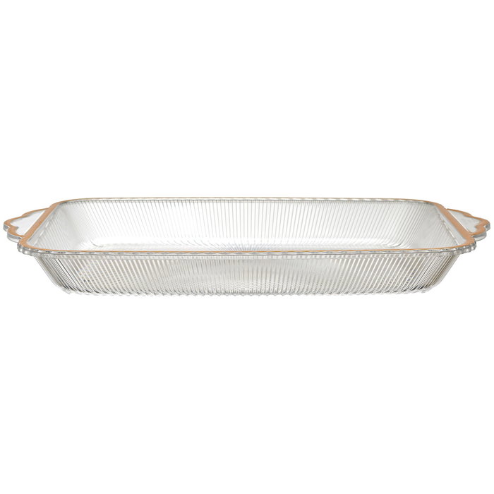 Home Deco Factory Mirage Bandeja de Plástico Rectangular con Ribete Dorado 41 cm