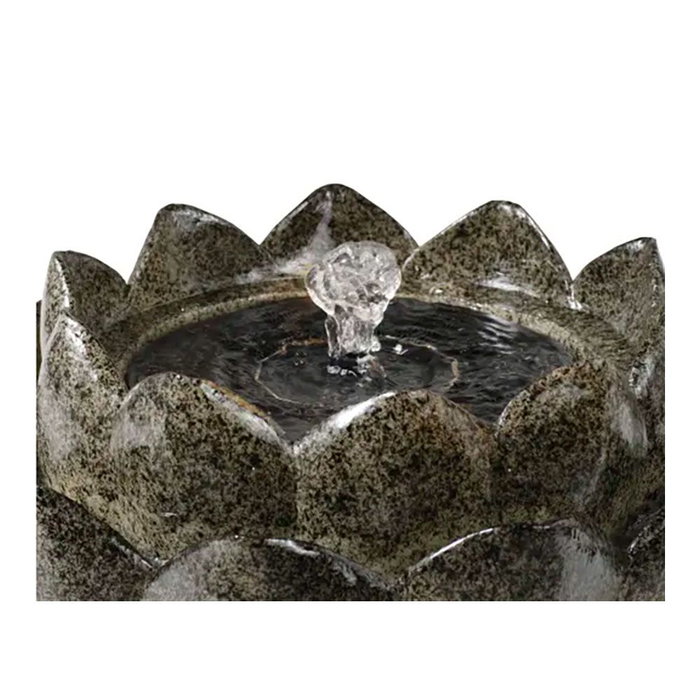 Lumineo Flor - Fuente Solar para Exterior en Forma de Flor, de Resina Sintética Color Piedra, 23 x 14 cm