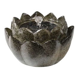 Lumineo Flor - Fuente Solar para Exterior en Forma de Flor, de Resina Sintética Color Piedra, 23 x 14 cm