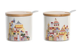 DKD Home Decor Azucareros Casitas Surtido de 2 en Pack de 4