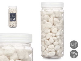 Giftdecor Bote de Piedras Decorativas Blancas 10-20 mm - 700 g - Piedra Natural para Decoracion - Dimensiones 6.5 x 15.8 x 6.5 cm (Set de 12)