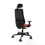 Silla de oficina Mardos con mecanismo Sincro tapizada con Tela color Marrón y malla color Negro. Equipada con lumbar 1D, Brazos 1D, Cabecero 2D y Ruedas 65mm nailon