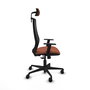Silla de oficina Mardos con mecanismo Sincro tapizada con Tela color Marrón y malla color Negro. Equipada con lumbar 1D, Brazos 1D, Cabecero 2D y Ruedas 65mm nailon