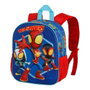 Marvel Mochila Preescolar Spiderman 3D Pequeña con Relieve, Bolsillos Laterales y Forro Interior, Azul