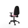 Silla de oficina Algarra con mecanismo Contacto permanente básico tapizada con Tela color Rosa. Equipada con Base poliamida negra, Brazos 1D y Ruedas de nailon 50 mm