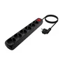 Aisens Regleta de 6 Tomas con Interruptor, Cable 1,4 m, Negro