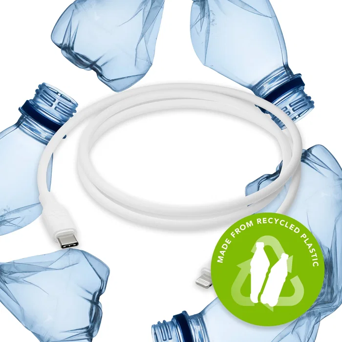 Dbramante1928 CB12CLWH7085 Cable de Carga Lightning a USB-C (Macho a Macho), 1.2 m, Blanco, Hecho con Plástico 100% Reciclado