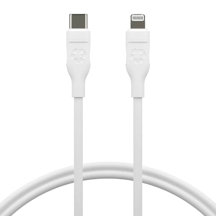 Dbramante1928 CB12CLWH7085 Cable de Carga Lightning a USB-C (Macho a Macho), 1.2 m, Blanco, Hecho con Plástico 100% Reciclado