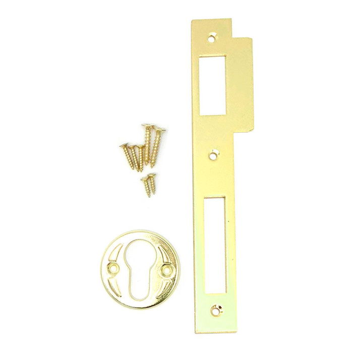 Micel Cerradura de Embutir CRE12, para Cilindro Perfil Europeo Leva L15, Entrada 50 mm, Entre Ejes 85 mm, Latonado, para Puertas de Madera