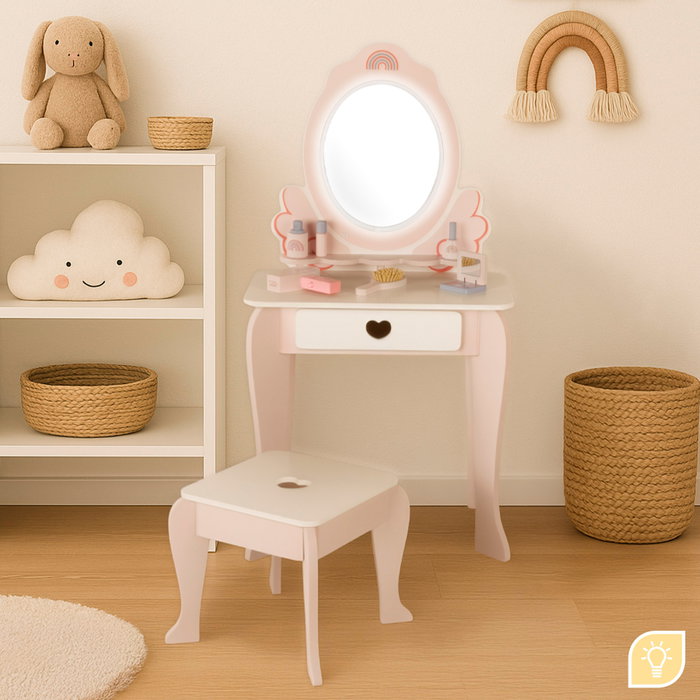 Color Baby Woomax Tocador de Madera con Luz y Accesorios 48X32X92Cm