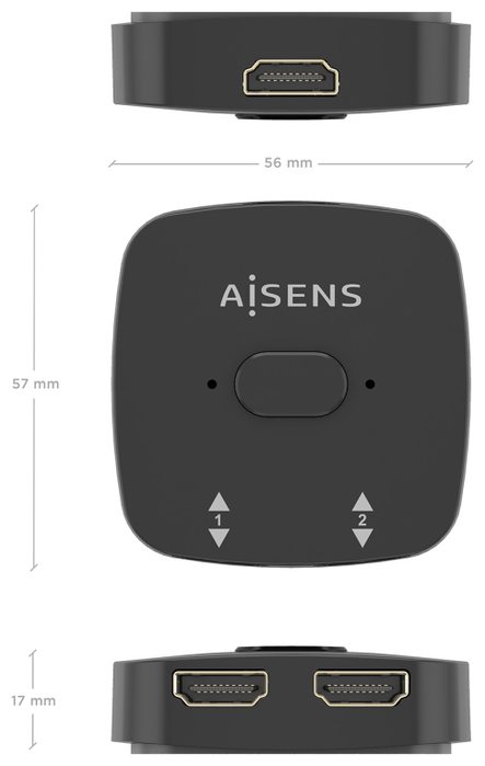 Aisens Conmutador HDMI 4K@60Hz Bidireccional A123-0948 Negro