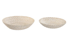 DKD Home Decor Set de 2 Centros de Mesa de Bambú y Ratán Blanco