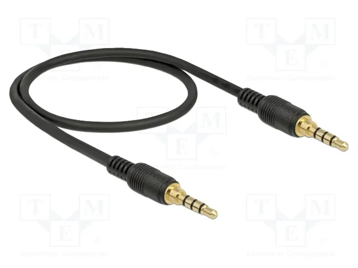 DeLOCK Cable de audio 3,5 mm 4 Pin con conectores macho, 0,5 m, Negro DeLOCK Cable de audio 3,5 mm 4 Pin con conectores macho, 0,5 m, Negro