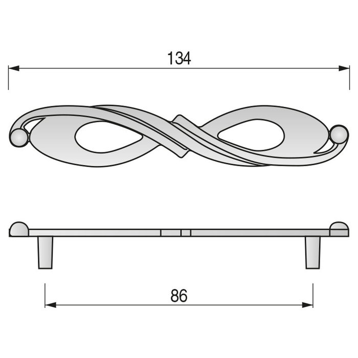ALK Tirador Antifaz Zamak Cromo 96mm