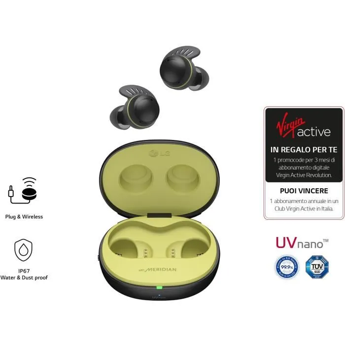 Auriculares deportivos LG TONE Free Fit TF8Q - Bluetooth - True Wireless - Resistente al agua (IP67) - Negro Auriculares deportivos LG TONE Free Fit TF8Q - Bluetooth - True Wireless - Resistente al agua (IP67) - Negro