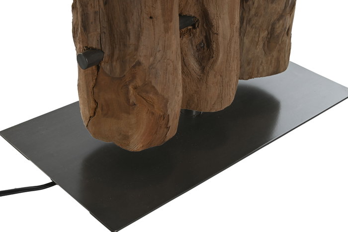 DKD Home Decor Lámpara de Sobremesa de Teca y Hierro