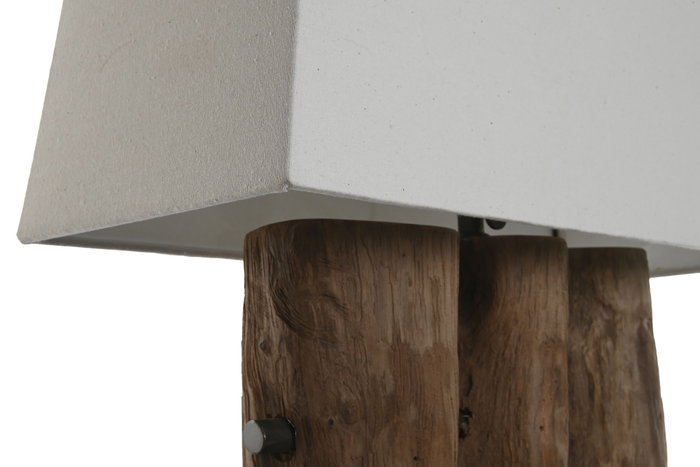 DKD Home Decor Lámpara de Sobremesa de Teca y Hierro