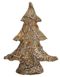 DKD Home Decor Árbol de Ratán con LED y Purpurina Marrón
