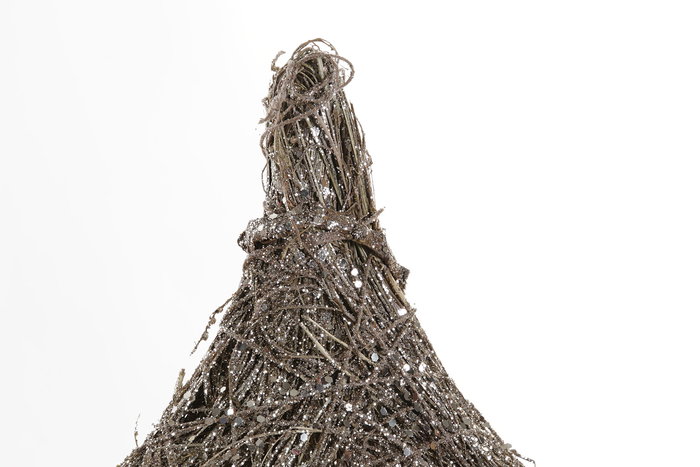 DKD Home Decor Árbol de Navidad Ratan LED Marrón Dorado 37 x 10 x 41 cm