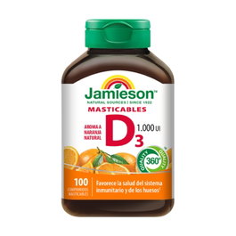 JAMIESON Vitamina D3 1000UI 100 comprimidos masticables sabor naranja