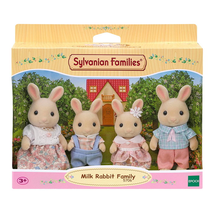 Sylvanian Families Familia Conejo de Leche 5706 - Set de 4 Figuras (2 Adultos y 2 Niños) - Juguete de Colección para Niños +3 Años