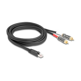 DeLOCK Cable de audio RJ45 a 2 x RCA 2 m Negro