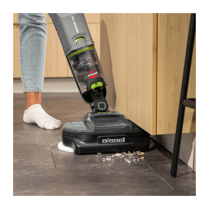 Bissell SpinWave + Vac Pet Pro 3898N Aspiradora Escoba Robot con Depósito para Polvo 0.4L, Fregado Húmedo/Seco, para Suelos Duros y Madera, 70 Min Autonomía, Color Negro y Gris