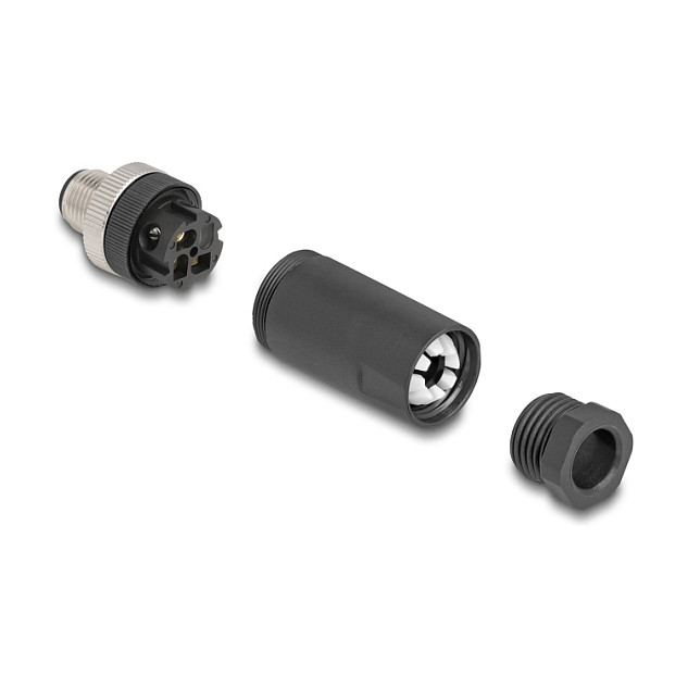 DeLOCK Conector M12 A-codificado 3 Pin Macho para Montaje con Tornillo