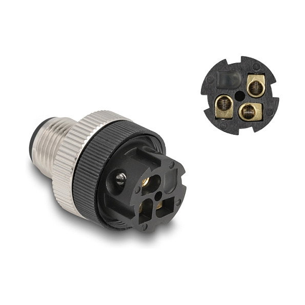 DeLOCK Conector M12 A-codificado 3 Pin Macho para Montaje con Tornillo