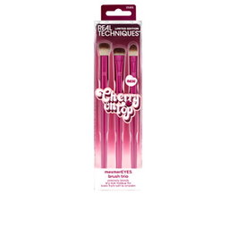 Real Techniques Cherry On Top Mesmereyes Brush Trio 3u - Set de 3 brochas para sombras de ojos con cerdas sintéticas UltraPlush
