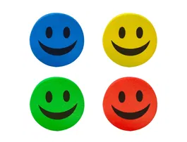 Liderpapel Borrador Magnético Pizarra Blanca Redondo 5 cm Diámetro Cara Sonriente Colores Surtidos