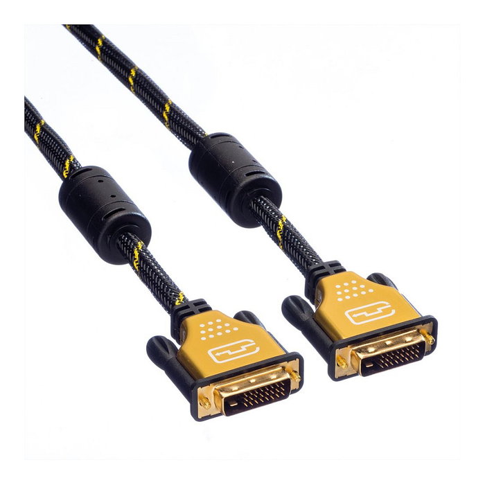 ROLINE Cable DVI-D Dual Link 5 Metros, 24+1 Pines, Negro/Dorado, 3840x2160 2160p, Referencia 11.04.5514