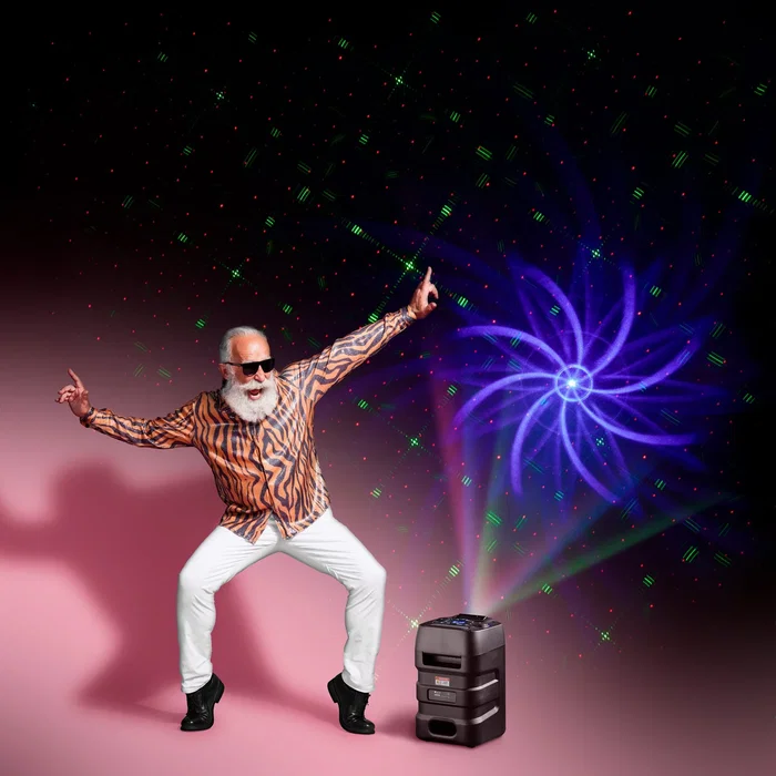 NGS WILD CLUB Altavoz Portátil Bluetooth 80W con Luces Láser, TWS, Resistente al Agua, Batería 5400mAh, Negro