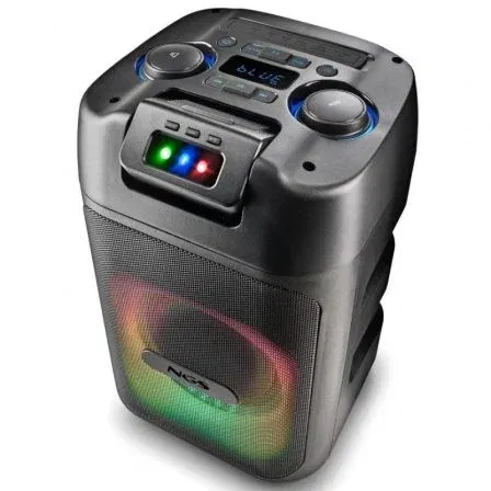 NGS Wild Club - Altavoz Bluetooth Portátil, 80W, Karaoke, Luces Láser y LED, TWS, Batería Recargable, AUX/USB/TF, Negro