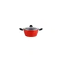 Magefesa Cacerola K2 con Tapa de Cristal, Acero Inoxidable Antiadherente 16 cm, Color Rojo