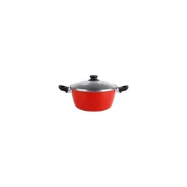 Magefesa Cacerola K2 con tapa de cristal, acero inoxidable y antiadherente, rojo, 16 cm
