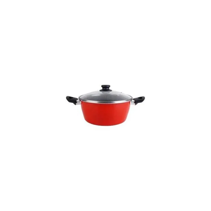 Magefesa Cacerola K2 con tapa de cristal, acero inoxidable y antiadherente, rojo, 16 cm