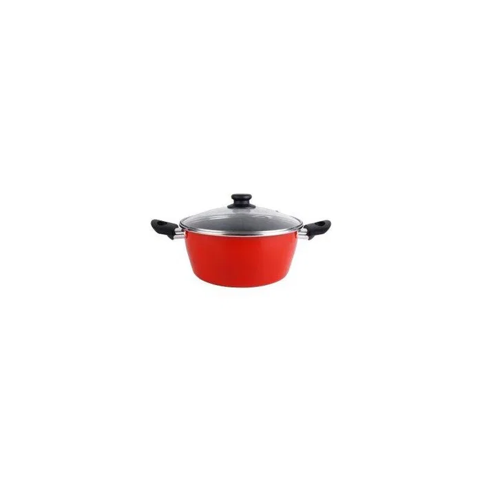Magefesa Cacerola K2 con Tapa de Cristal, Acero Inoxidable Antiadherente 16 cm, Color Rojo