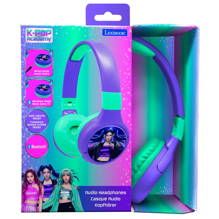 LEXIBOOK Auriculares K-Pop Academy HPBT010KP Plegables 2 en 1 LEXIBOOK Auriculares K-Pop Academy HPBT010KP Plegables 2 en 1
