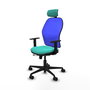 PIQUERAS Y CRESPO Silla de oficina Jorquera con mecanismo Sincro/Traslack, Turquesa y Azul