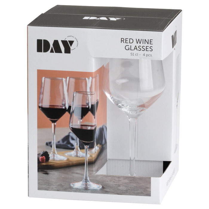 Day Juego de 4 Copas de Vino 510 ml Ideales para Vino Tinto