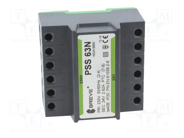 BREVE TUFVASSONS Transformador de red 63VA 230VAC/24V
