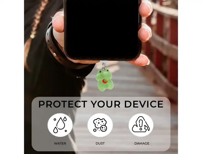Wondee Charm Protector para Puerto Type-C, Accesorio Decorativo de Fresa y Rana para Móvil, 25x10x20 mm Wondee Charm Protector para Puerto Type-C, Accesorio Decorativo de Fresa y Rana para Móvil, 25x10x20 mm