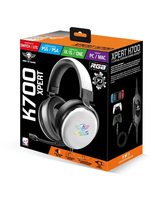 Spirit of gamer Auricular gaming Xpert H700 blanco con micrófono Spirit of gamer Auricular gaming Xpert H700 blanco con micrófono